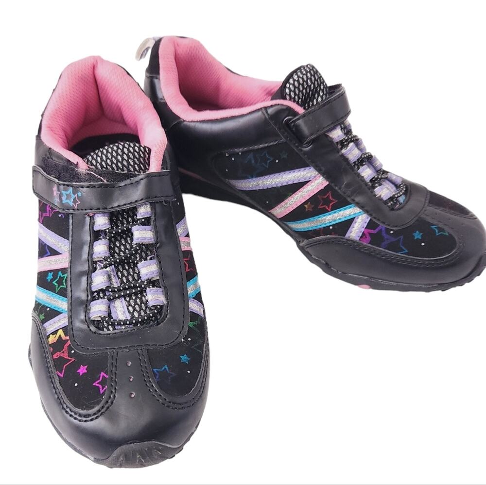 Girls Sneakers Size 4 Danskin Black, Hook and Loop Closure Athletic Shoes